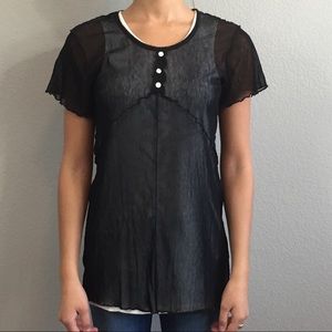 Sacred Threads Black Mesh Top